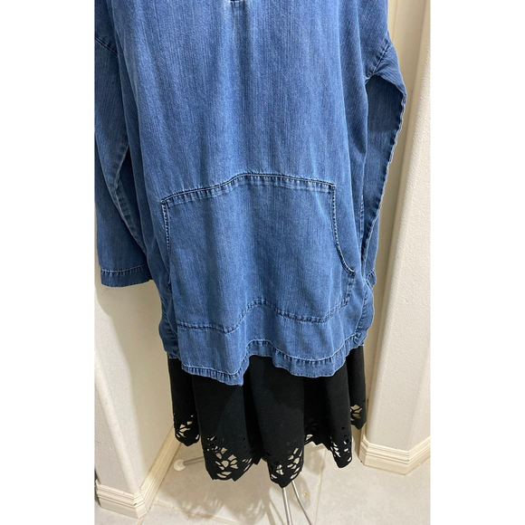 Soft Surroundings Blue Denim Hooded Tencel Shirt Women’s - Picture 3 of 7